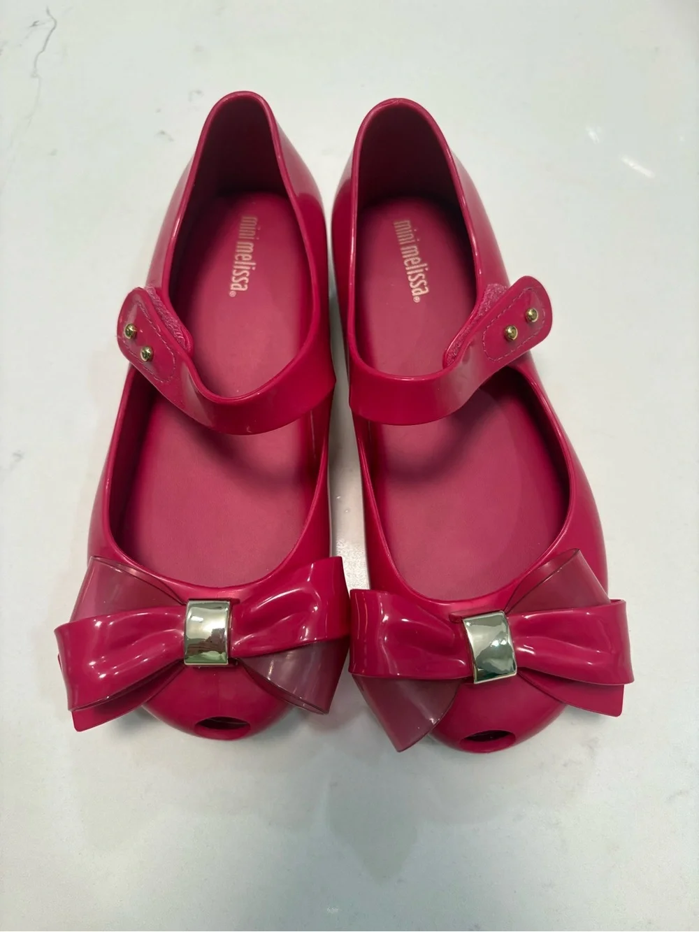 Mini Melissa Hot Pink Jelly Mary Jane Bow Shoes
